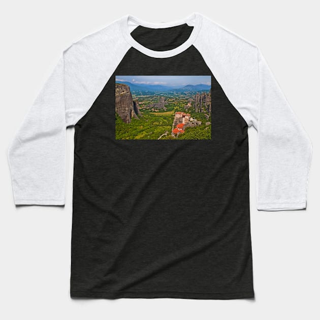 Greece. Meteora. Monasteries. Baseball T-Shirt by vadim19